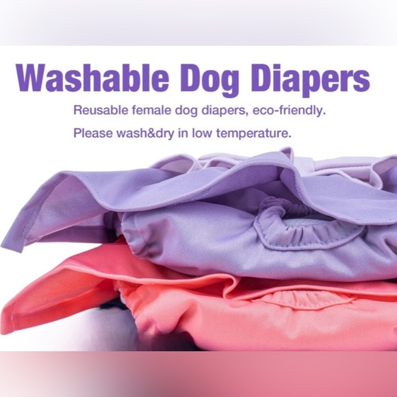 Premium Washable Two Tone Ruffles & Bow Female Dog Diapers 2 Pack Size: Med. New - Picture 2 of 16